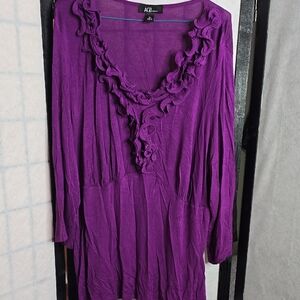 AGB Women's Purple Ruffle Top